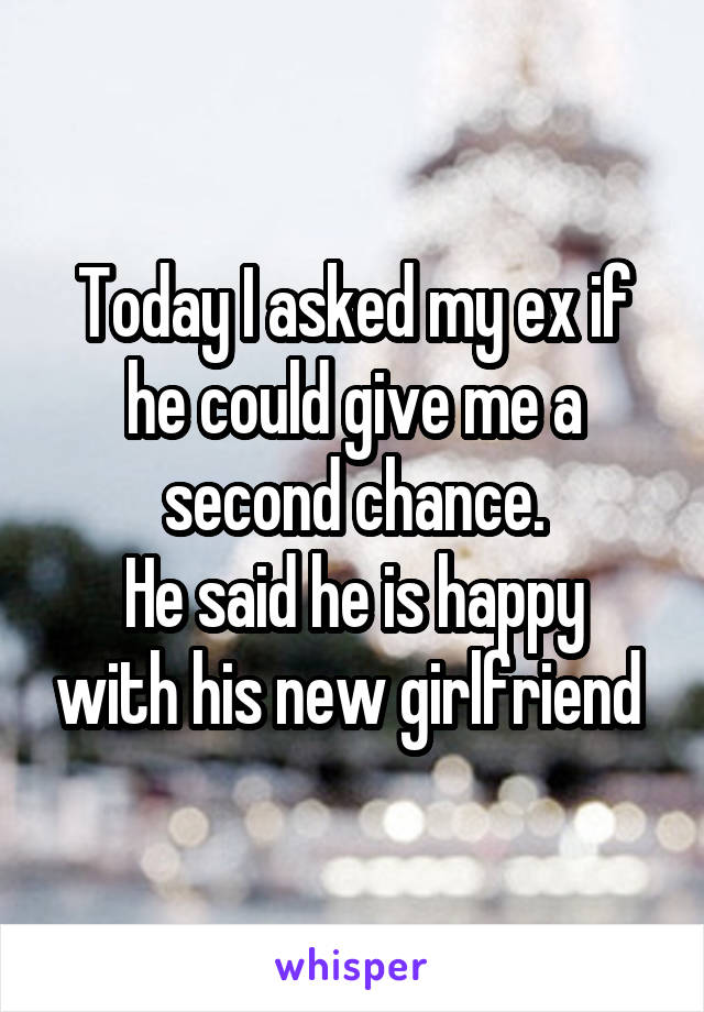 Today I asked my ex if he could give me a second chance.
He said he is happy with his new girlfriend 