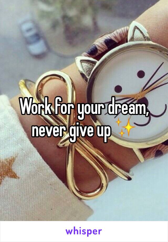 Work for your dream, never give up ✨