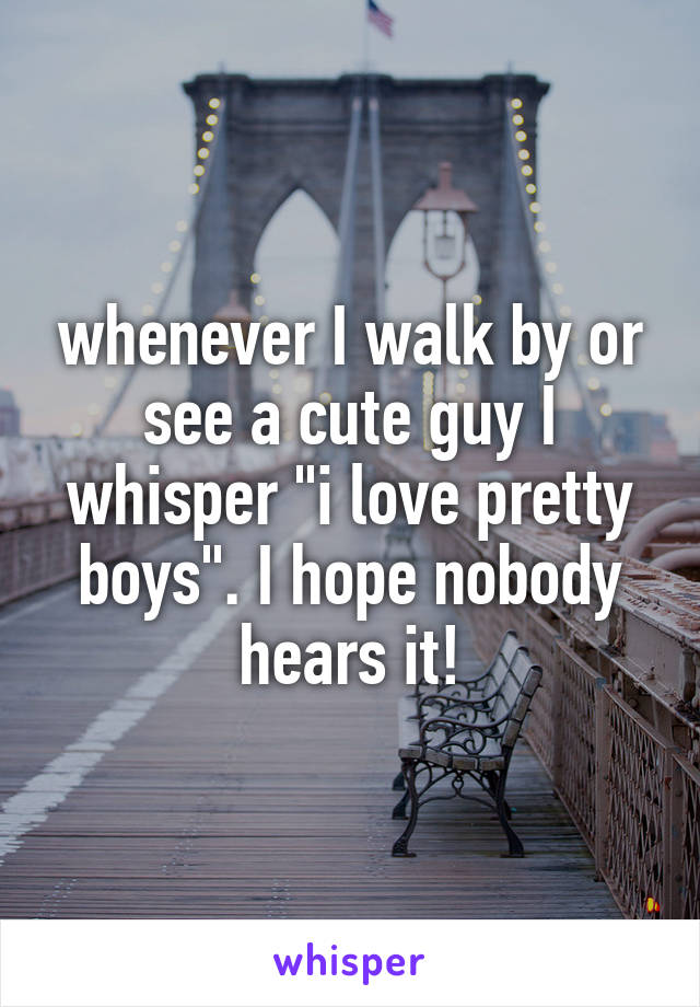 whenever I walk by or see a cute guy I whisper "i love pretty boys". I hope nobody hears it!