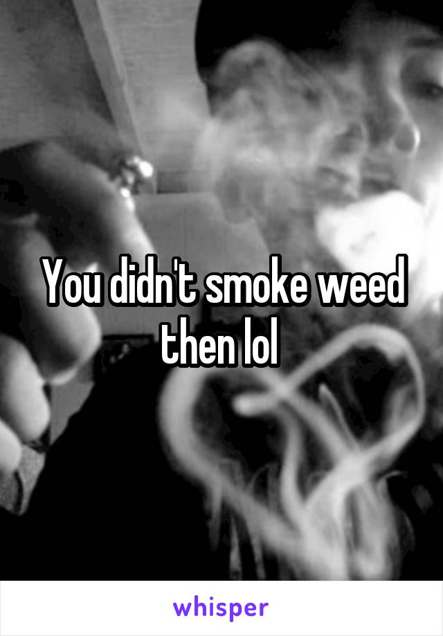 You didn't smoke weed then lol 