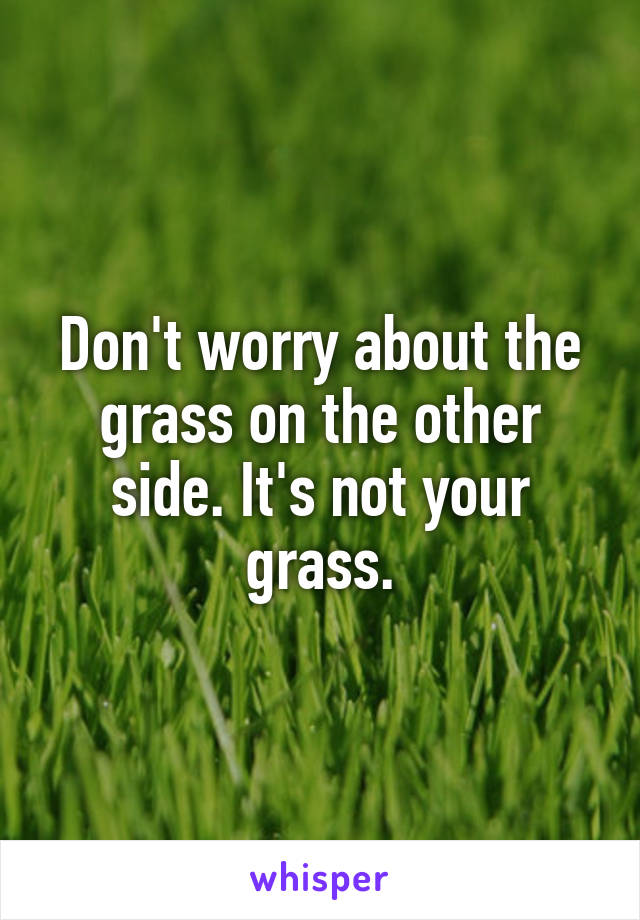 Don't worry about the grass on the other side. It's not your grass.