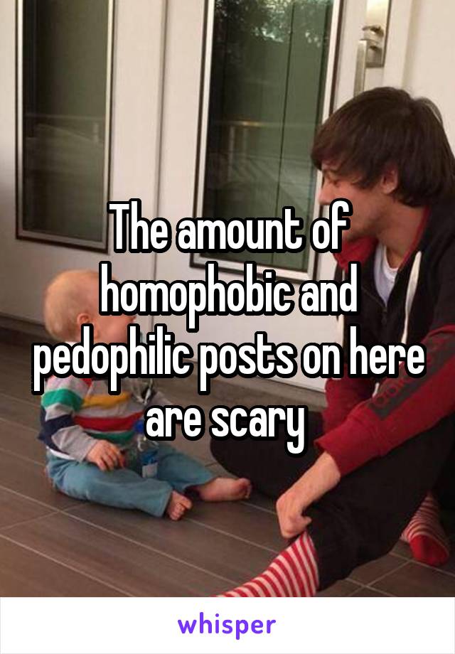 The amount of homophobic and pedophilic posts on here are scary 