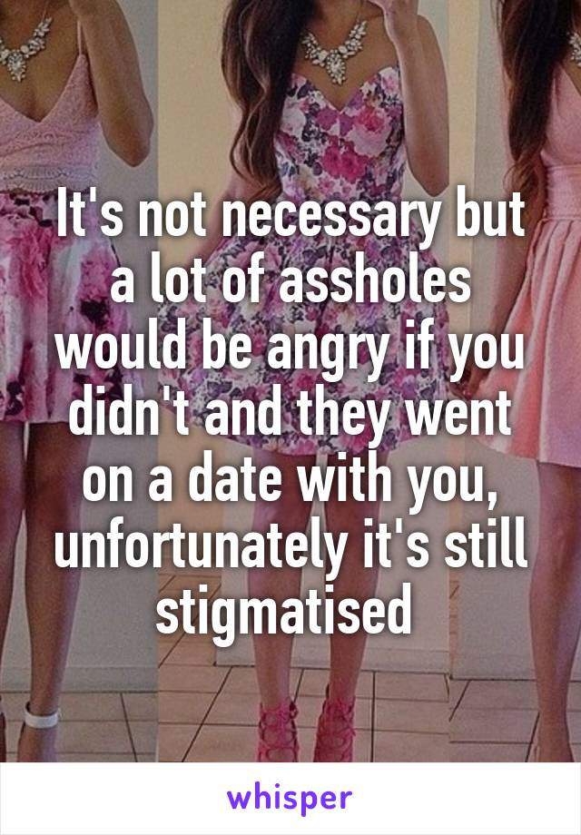 It's not necessary but a lot of assholes would be angry if you didn't and they went on a date with you, unfortunately it's still stigmatised 