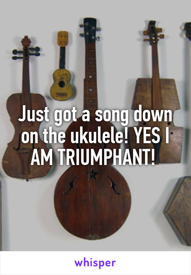 Just got a song down on the ukulele! YES I AM TRIUMPHANT! 