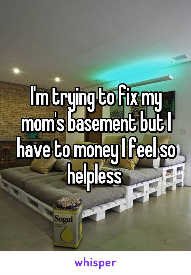 I'm trying to fix my mom's basement but I have to money I feel so helpless 