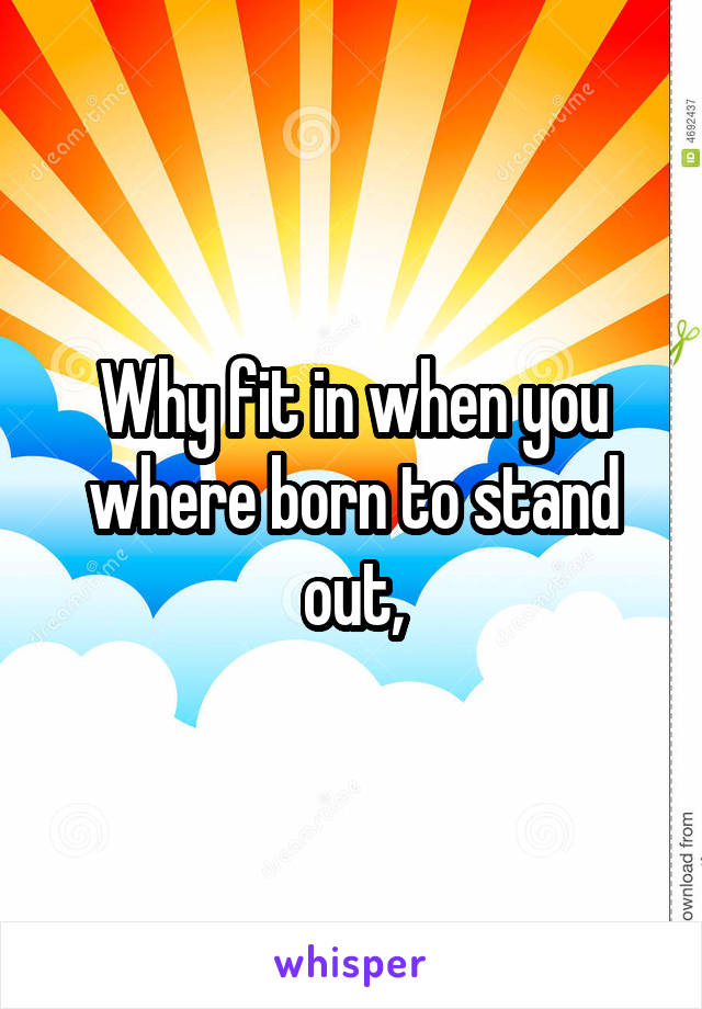 Why fit in when you where born to stand out,