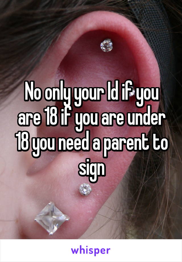 No only your Id if you are 18 if you are under 18 you need a parent to sign