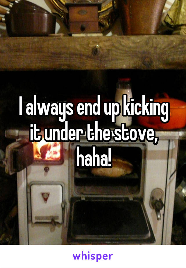 I always end up kicking it under the stove, haha!