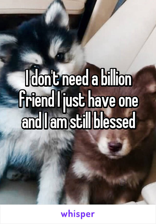 I don't need a billion friend I just have one and I am still blessed
