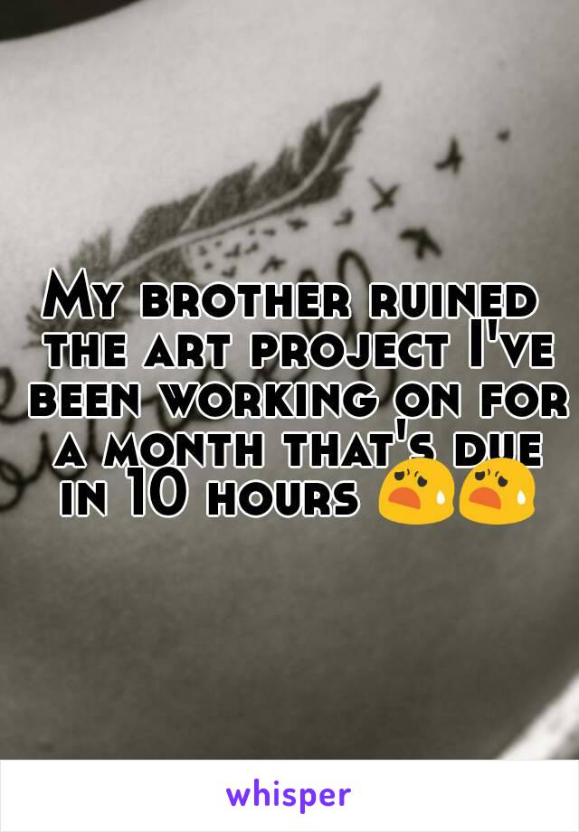 My brother ruined the art project I've been working on for a month that's due in 10 hours 😧😧