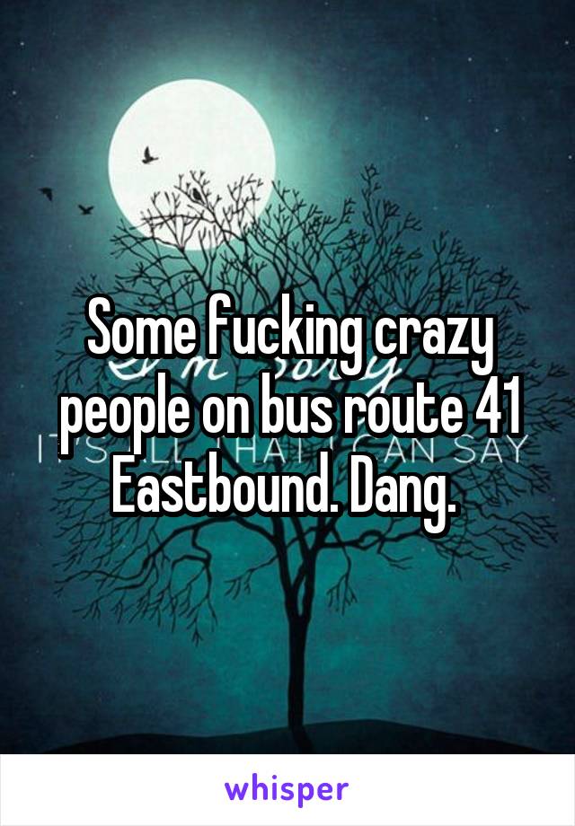 Some fucking crazy people on bus route 41 Eastbound. Dang. 