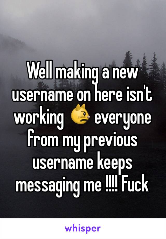 Well making a new username on here isn't working 😾 everyone from my previous username keeps messaging me !!!! Fuck