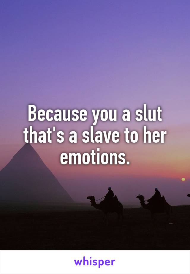 Because you a slut that's a slave to her emotions.