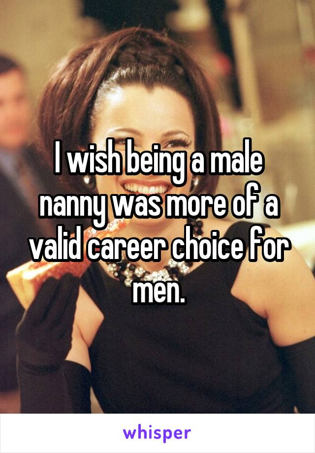 I wish being a male nanny was more of a valid career choice for men.