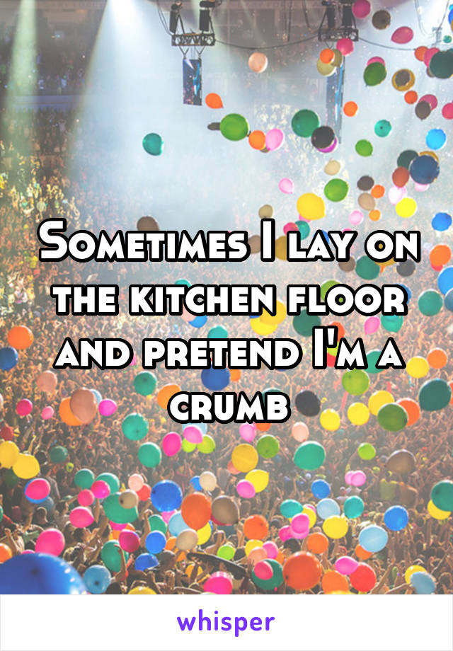 Sometimes I lay on the kitchen floor and pretend I'm a crumb