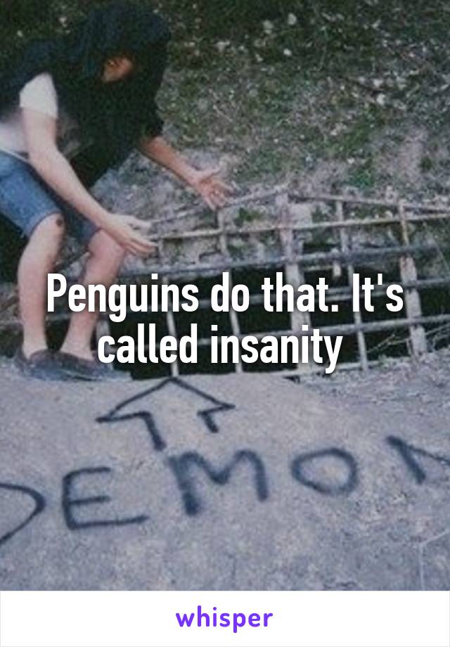 Penguins do that. It's called insanity 