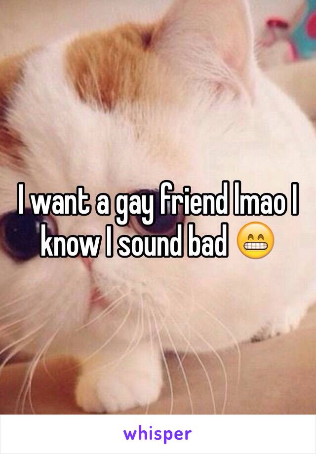 I want a gay friend lmao I know I sound bad 😁