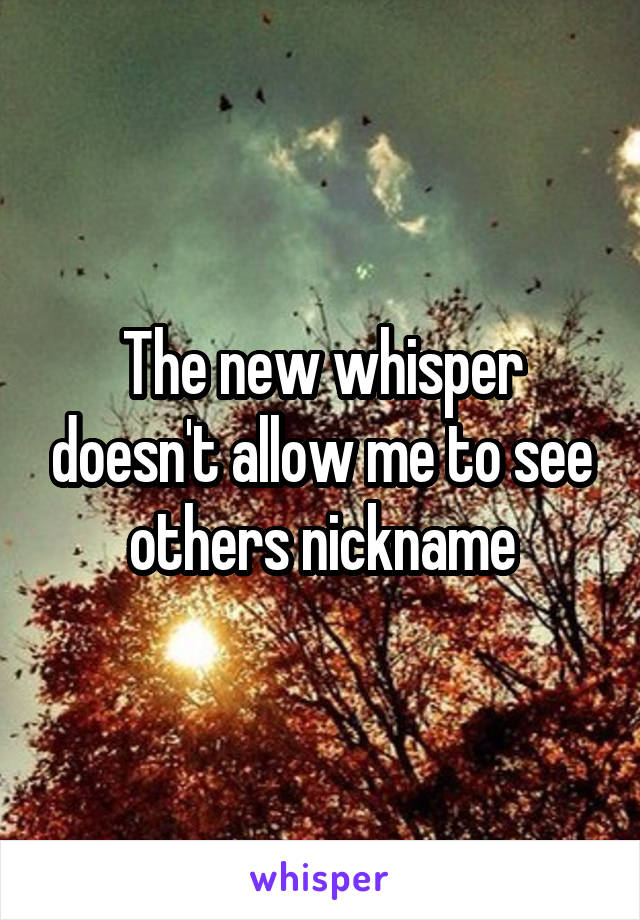 The new whisper doesn't allow me to see others nickname