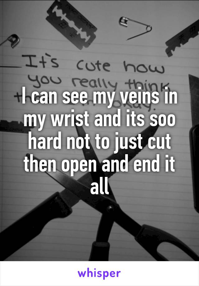 I can see my veins in my wrist and its soo hard not to just cut then open and end it all