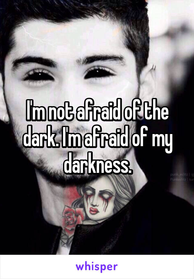 I'm not afraid of the dark. I'm afraid of my darkness.