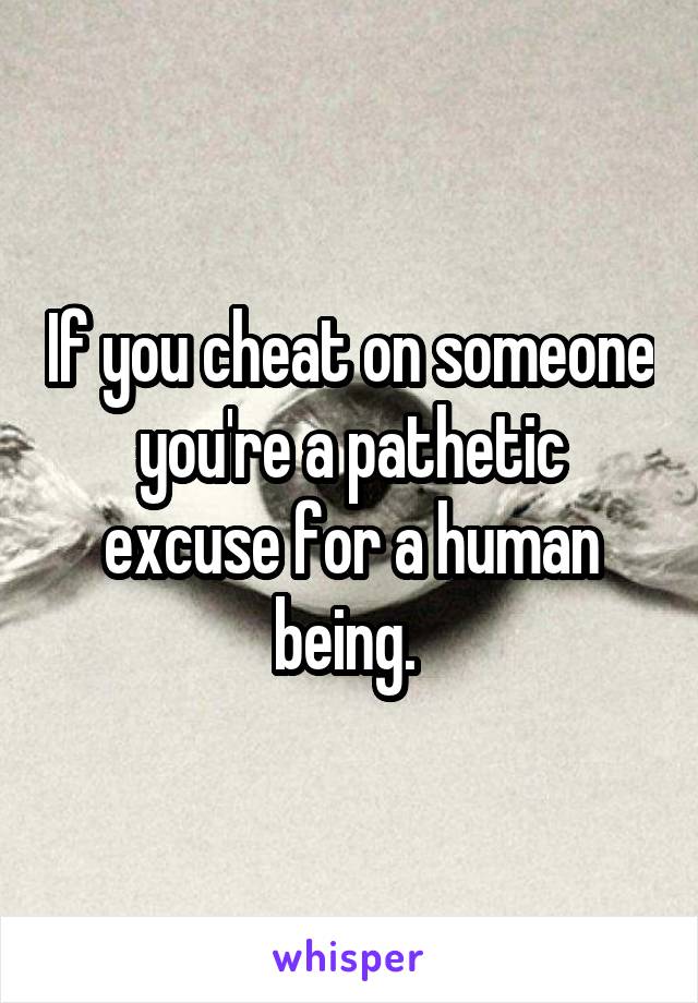 If you cheat on someone you're a pathetic excuse for a human being. 