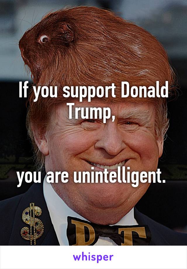 If you support Donald Trump, 


you are unintelligent. 