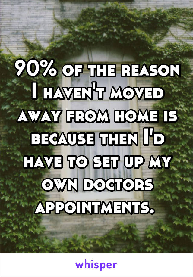 90% of the reason I haven't moved away from home is because then I'd have to set up my own doctors appointments. 