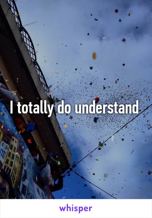 I totally do understand 