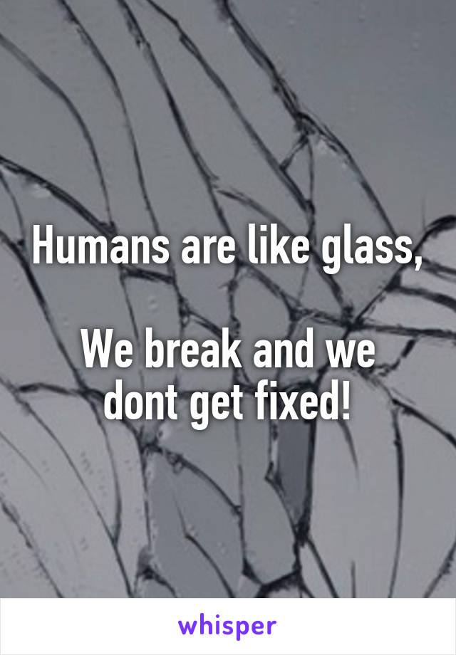 Humans are like glass, 
We break and we dont get fixed!