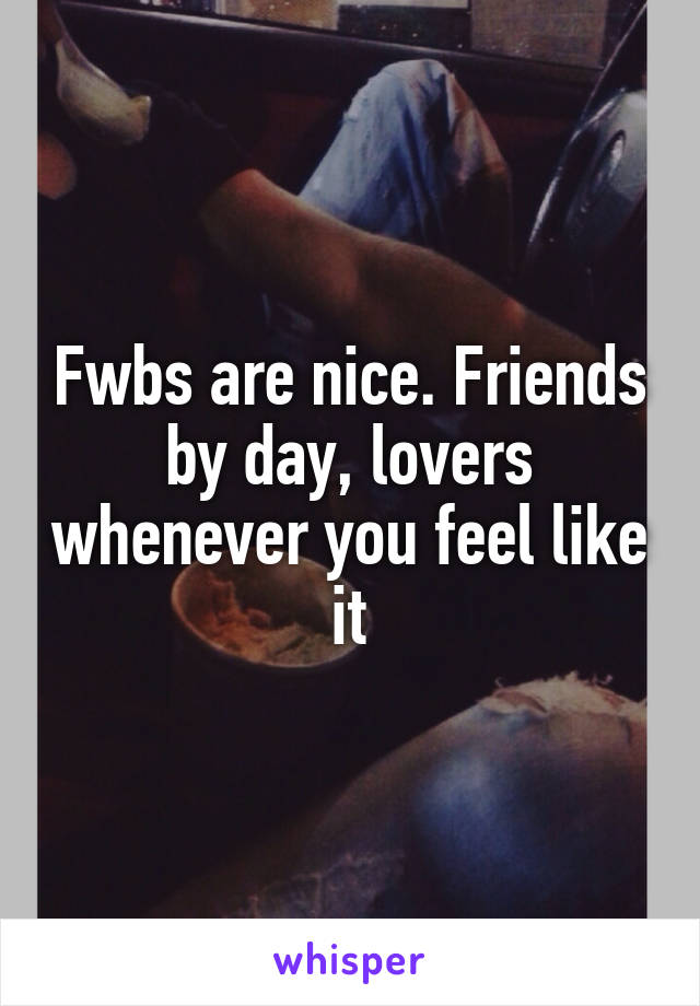 Fwbs are nice. Friends by day, lovers whenever you feel like it