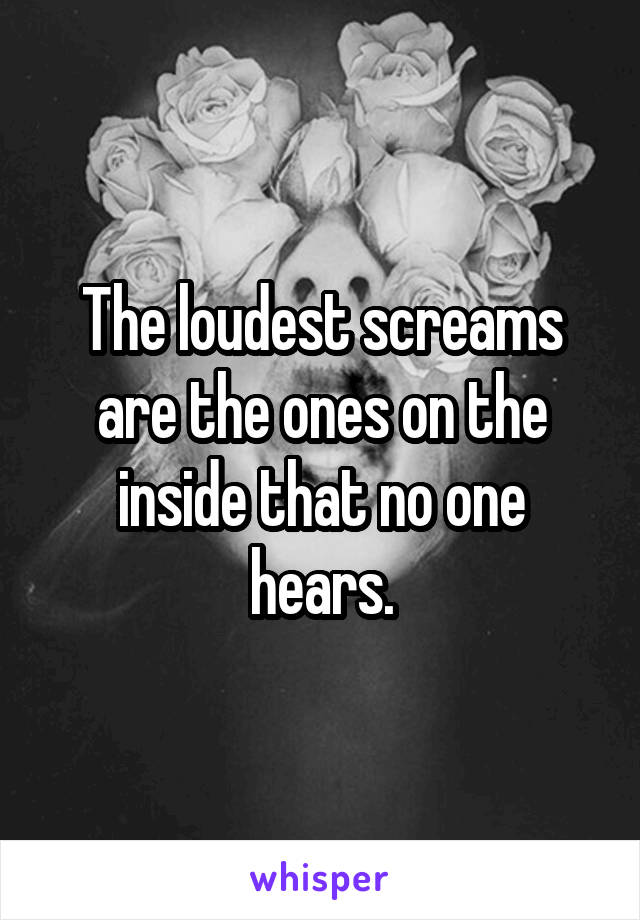 The loudest screams are the ones on the inside that no one hears.