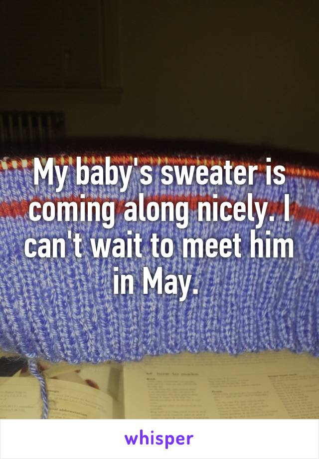 My baby's sweater is coming along nicely. I can't wait to meet him in May. 