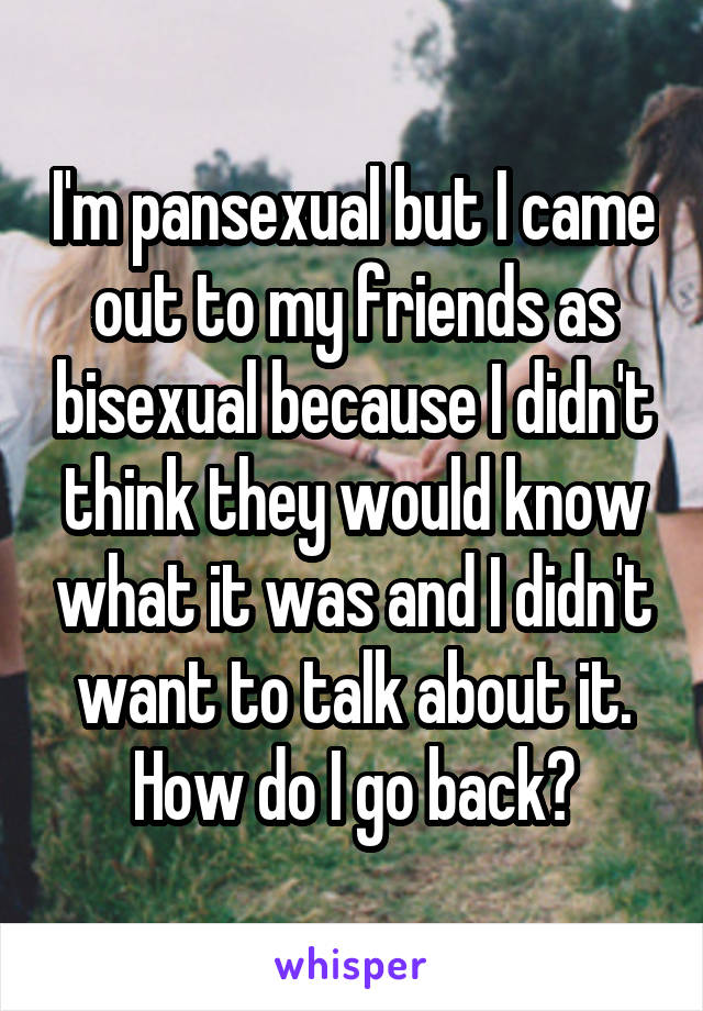 I'm pansexual but I came out to my friends as bisexual because I didn't think they would know what it was and I didn't want to talk about it. How do I go back?