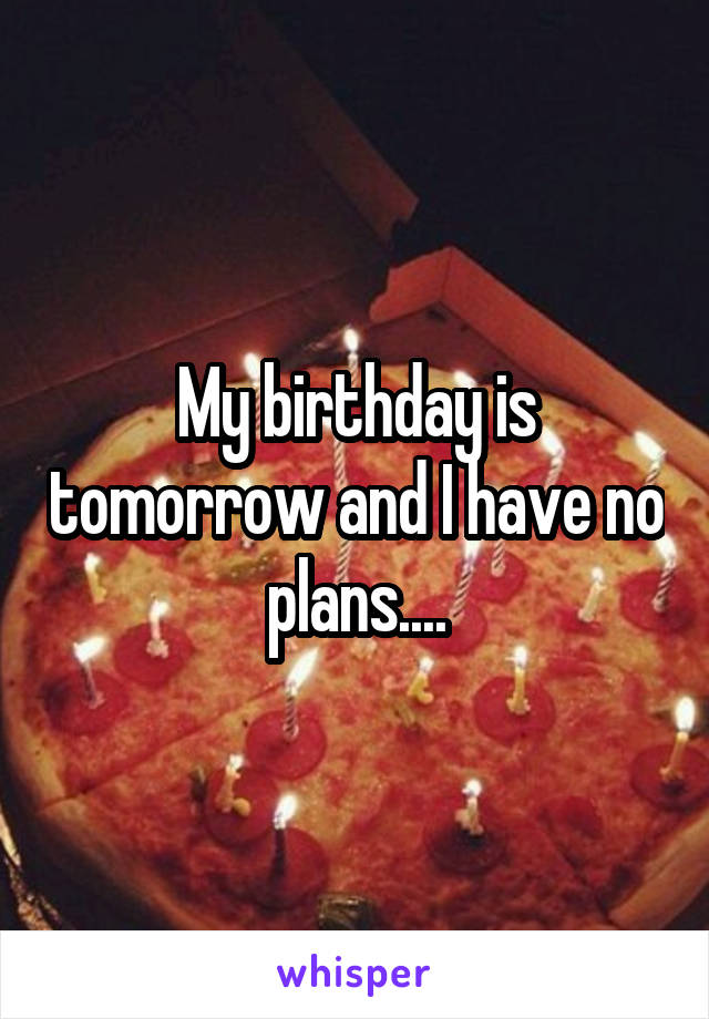 My birthday is tomorrow and I have no plans....