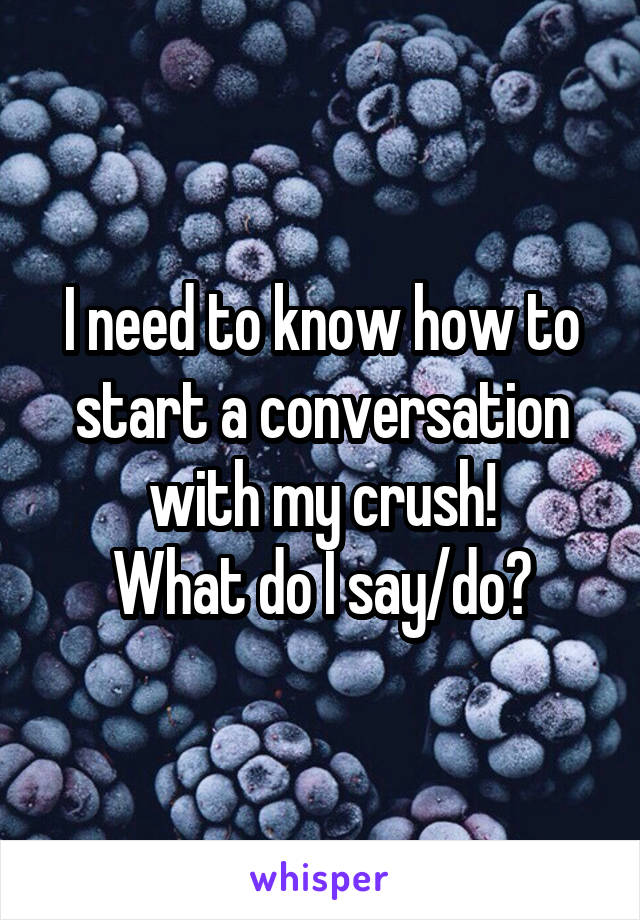 I need to know how to start a conversation with my crush!
What do I say/do?