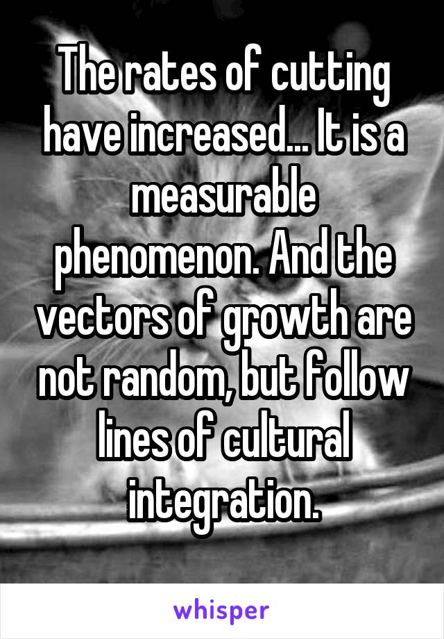 The rates of cutting have increased... It is a measurable phenomenon. And the vectors of growth are not random, but follow lines of cultural integration.
