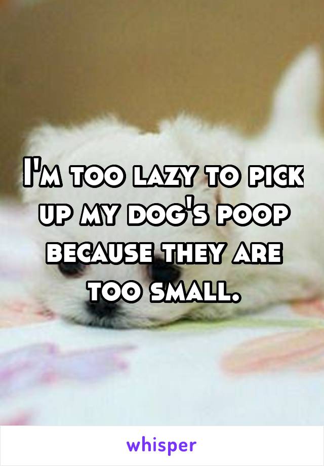 I'm too lazy to pick up my dog's poop because they are too small.