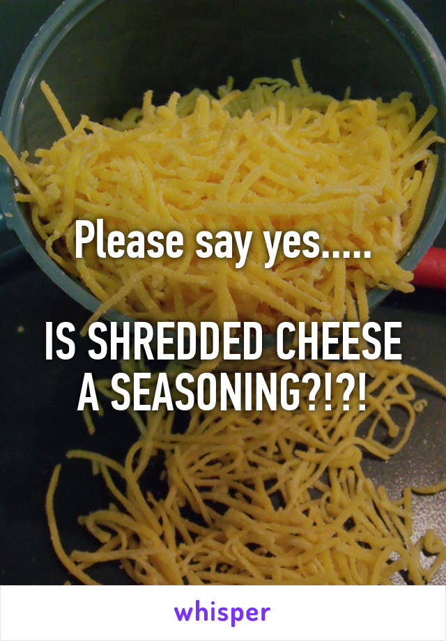 Please say yes.....

IS SHREDDED CHEESE A SEASONING?!?!