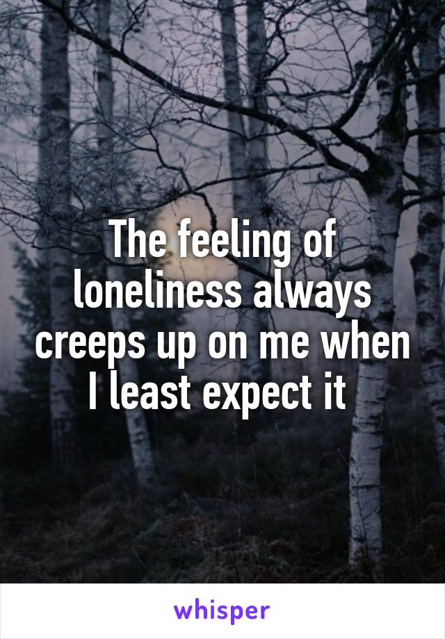 The feeling of loneliness always creeps up on me when I least expect it 