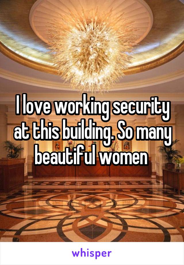 I love working security at this building. So many beautiful women 