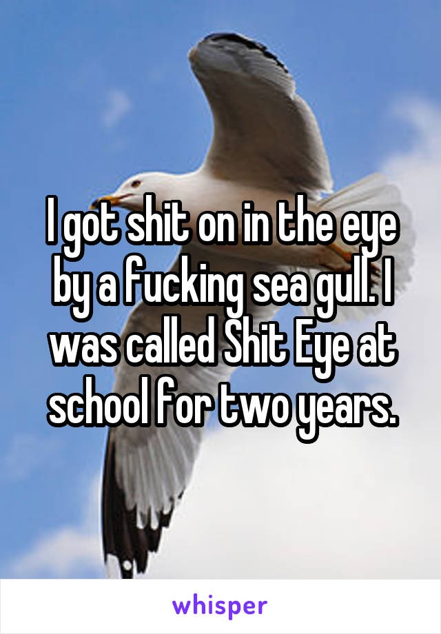 I got shit on in the eye by a fucking sea gull. I was called Shit Eye at school for two years.