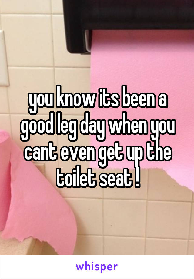 you know its been a good leg day when you cant even get up the toilet seat !