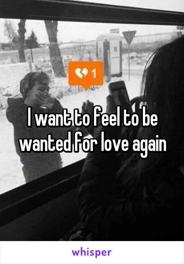 I want to feel to be wanted for love again