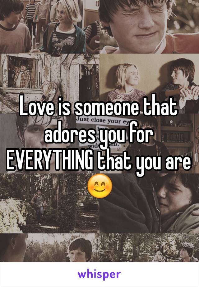 Love is someone that adores you for EVERYTHING that you are 😊