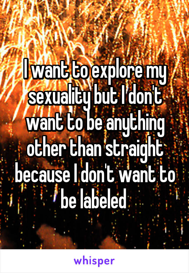 I want to explore my sexuality but I don't want to be anything other than straight because I don't want to be labeled 