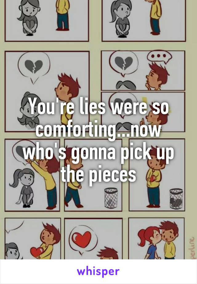 You're lies were so comforting...now who's gonna pick up the pieces