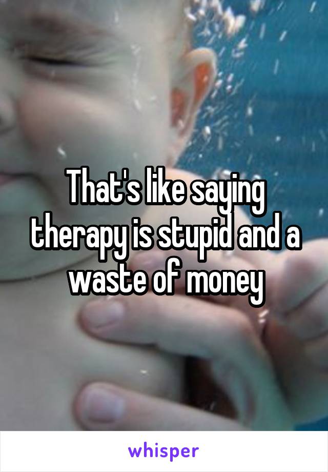 That's like saying therapy is stupid and a waste of money