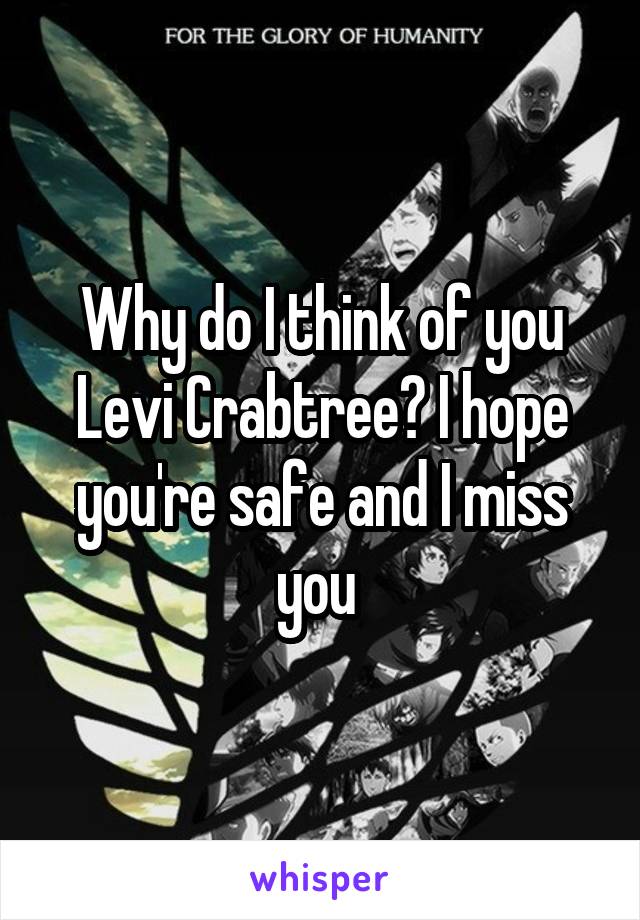 Why do I think of you Levi Crabtree? I hope you're safe and I miss you 