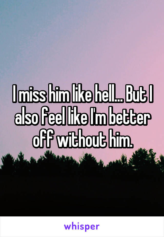 I miss him like hell... But I also feel like I'm better off without him.