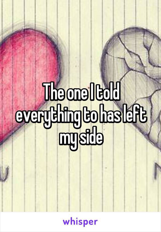 The one I told everything to has left my side